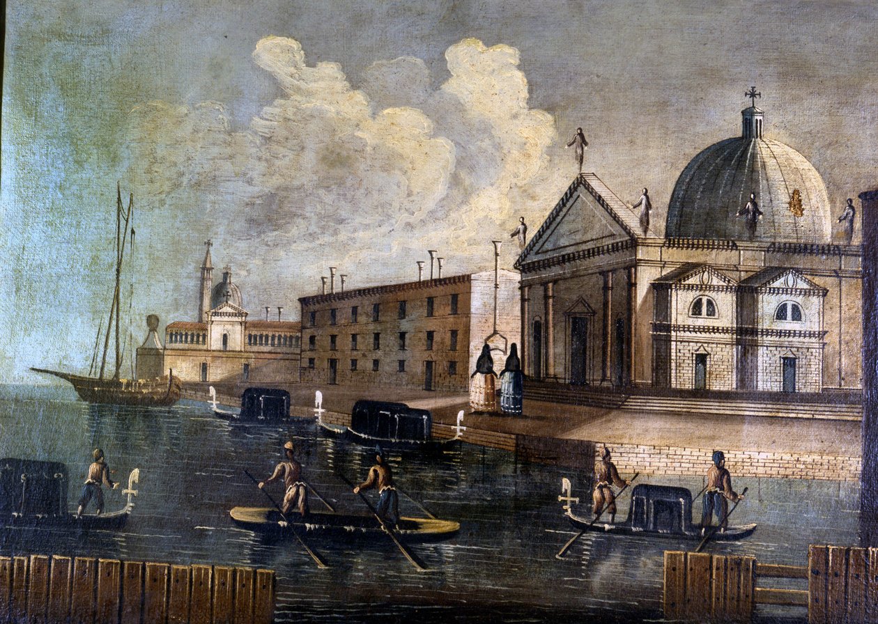 Näkymä Venetsian laguunille ja gondoleille. Anonyymi. 1700-luvulla. tekijältä Unknown artist