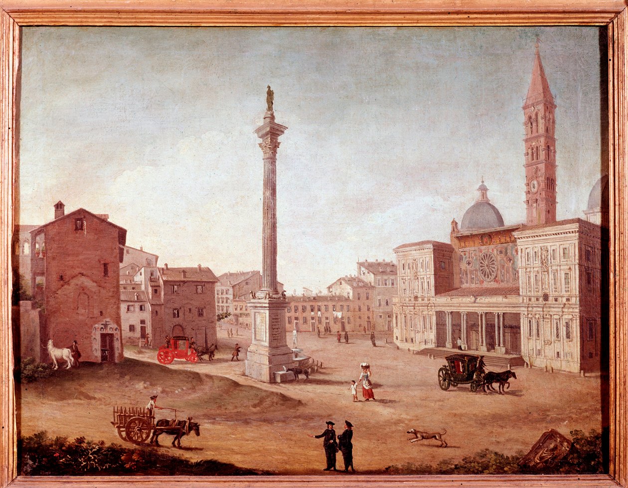 Näkymä Santa Maria Maggioren basilikasta (Santa Maria Maggiore) Roomassa Anonyymi akvarelli. 1700-luvun Rooma, Rooman museo tekijältä Unknown artist