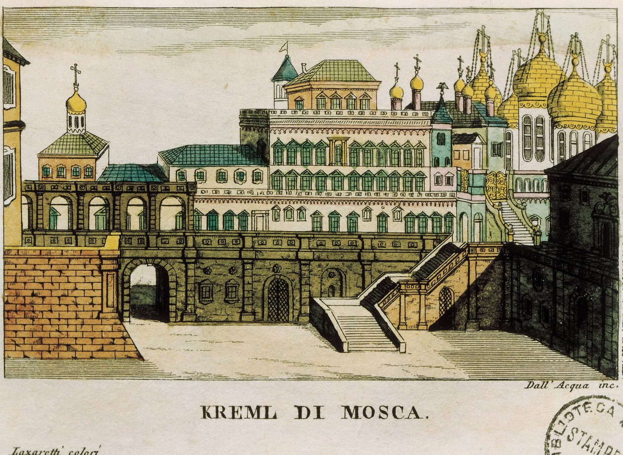 Näkymä Kremlistä, Moskova, venäläinen Georg Reinbeckin matkoilta Pietarista Saksaan, print tekijältä Unknown artist