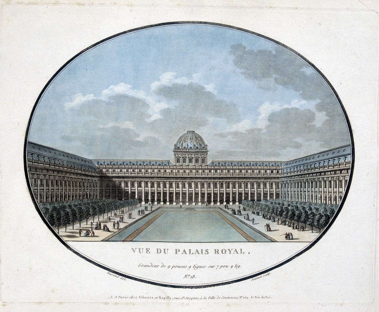Näkymä kuninkaalliselle palatsille (sisäpihalle) - kaiverrus tekijältä Unknown artist