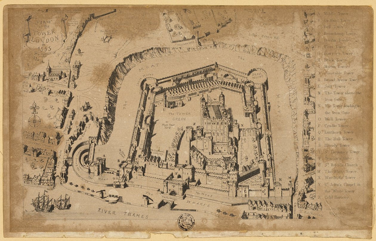 Näkymä Lontoon Towerista vuonna 1553 tekijältä Unknown artist