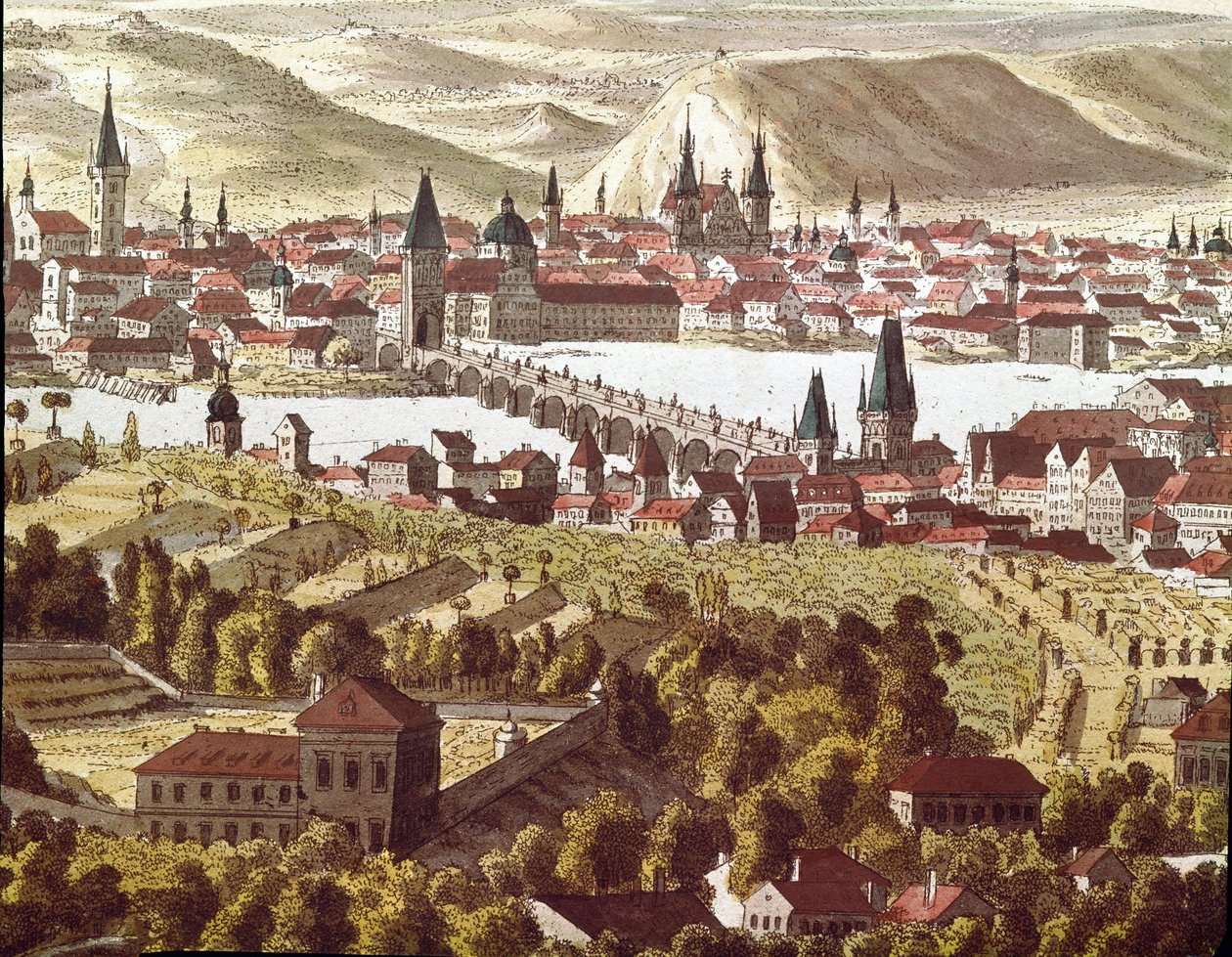 Näkymä Prahan kaupungista 1700-luvulla (piirustus) tekijältä Unknown artist