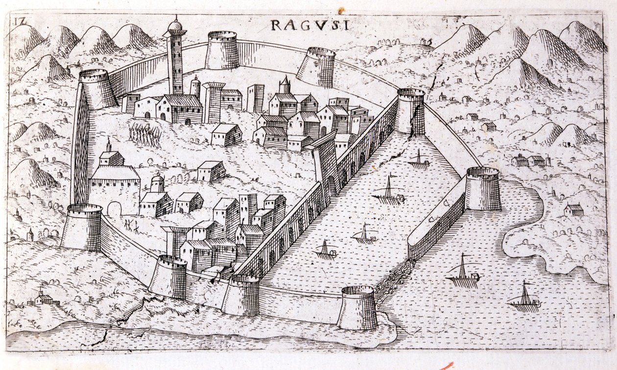 Näkymä Ragusan kaupunkiin 1500-luvulla. tekijältä Unknown artist