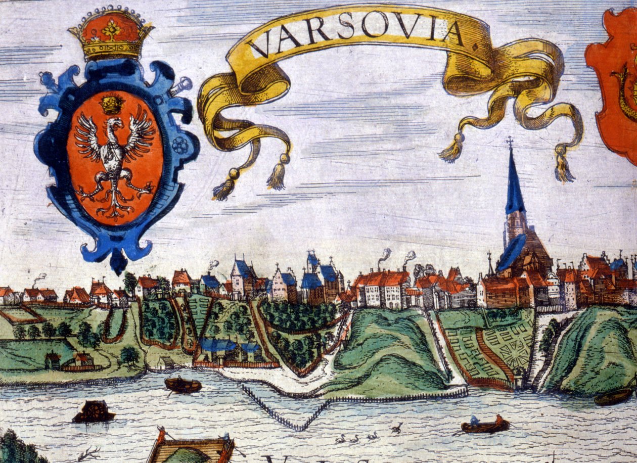 Näkymä Varsovan kaupunkiin, jossa on kaupungin vaakuna. 1780. tekijältä Unknown artist