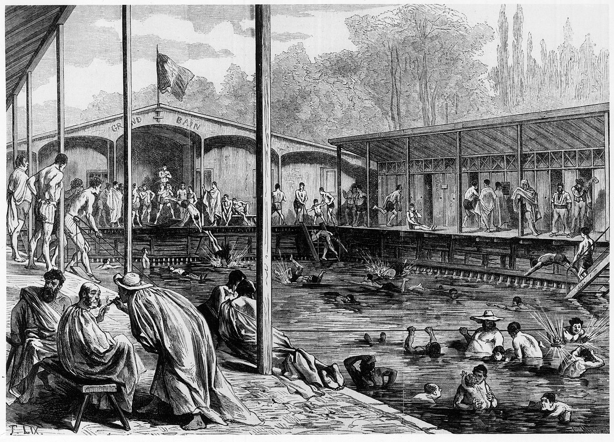 Näkymä kylmille kylpylöille Pariisissa - elokuvassa "Mahtava maailmankaikkeus" 26.8.1871 tekijältä Unknown artist