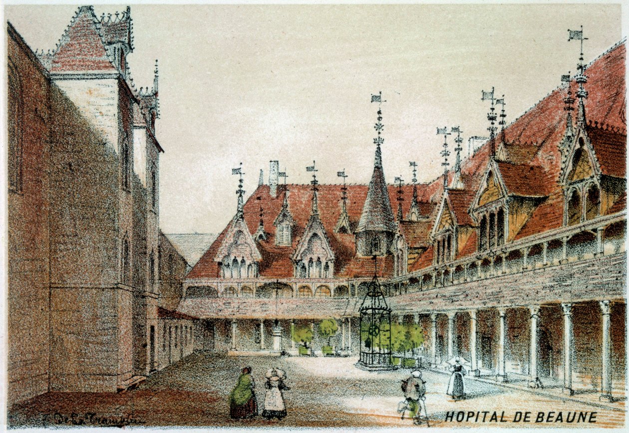 Näkymä Hospices de Beaunen sisäpihalle tekijältä Unknown artist