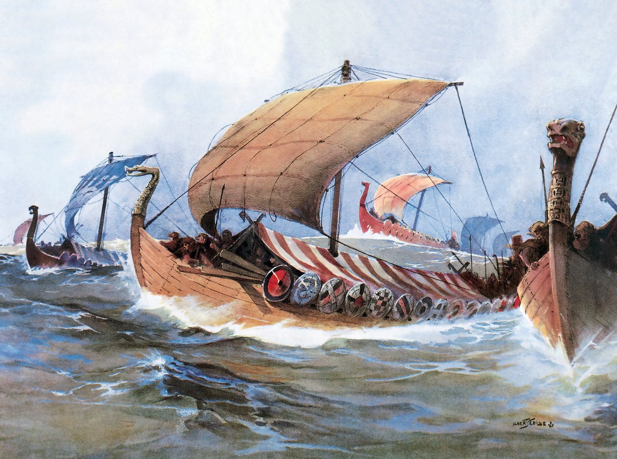Viikinkivene matkalla Normandiaan, akvarelli tekijältä Unknown artist