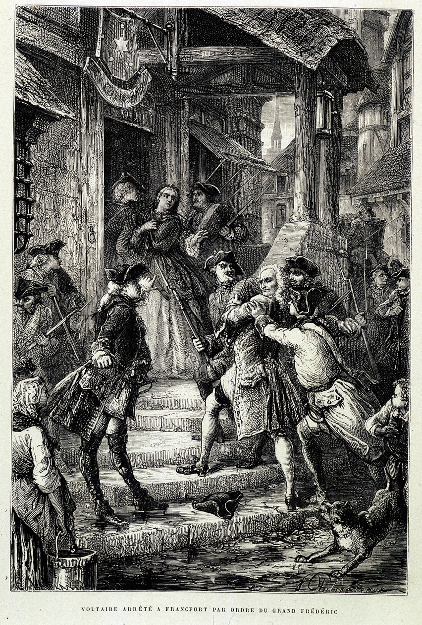 Voltaire pidätettiin Frankfurtissa suuren Frederick II:n käskystä - M. Guizotin teoksessa "Histoire de France kaukaisimmista ajoista vuoteen 1789" tekijältä Unknown artist