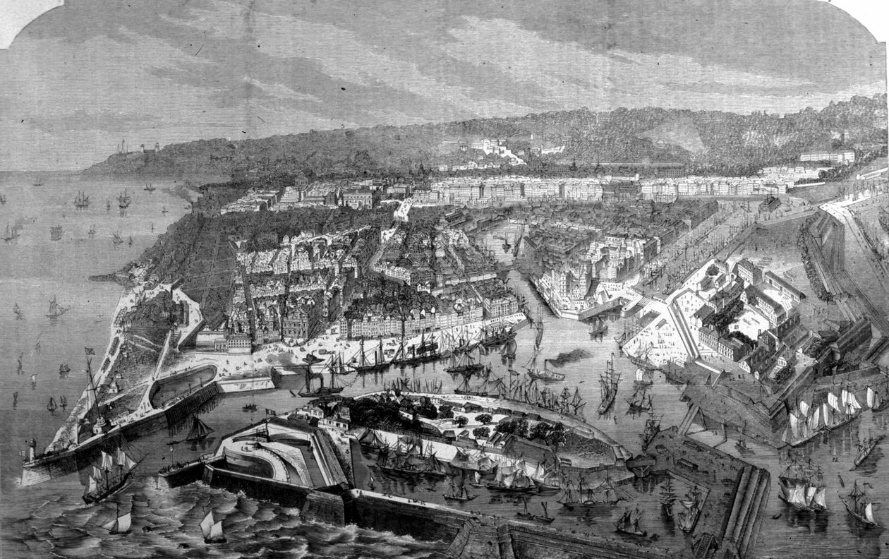 Vue du port du Havre.1868 Kaiverrus 1800-luvulta. tekijältä Unknown artist
