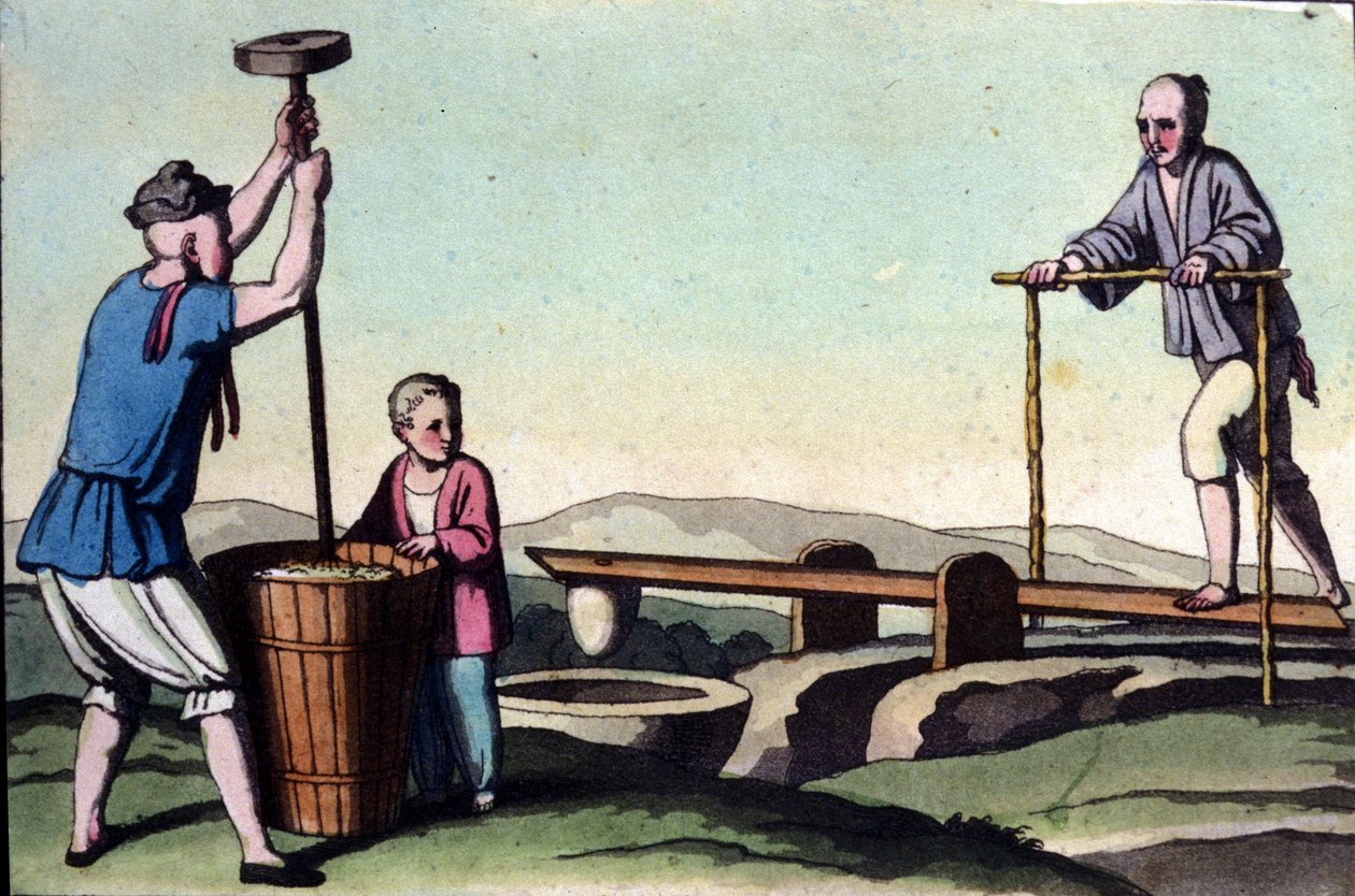 Tapoja ryöstää riisiä Kiinassa. 1800-luvun printti. tekijältä Unknown artist