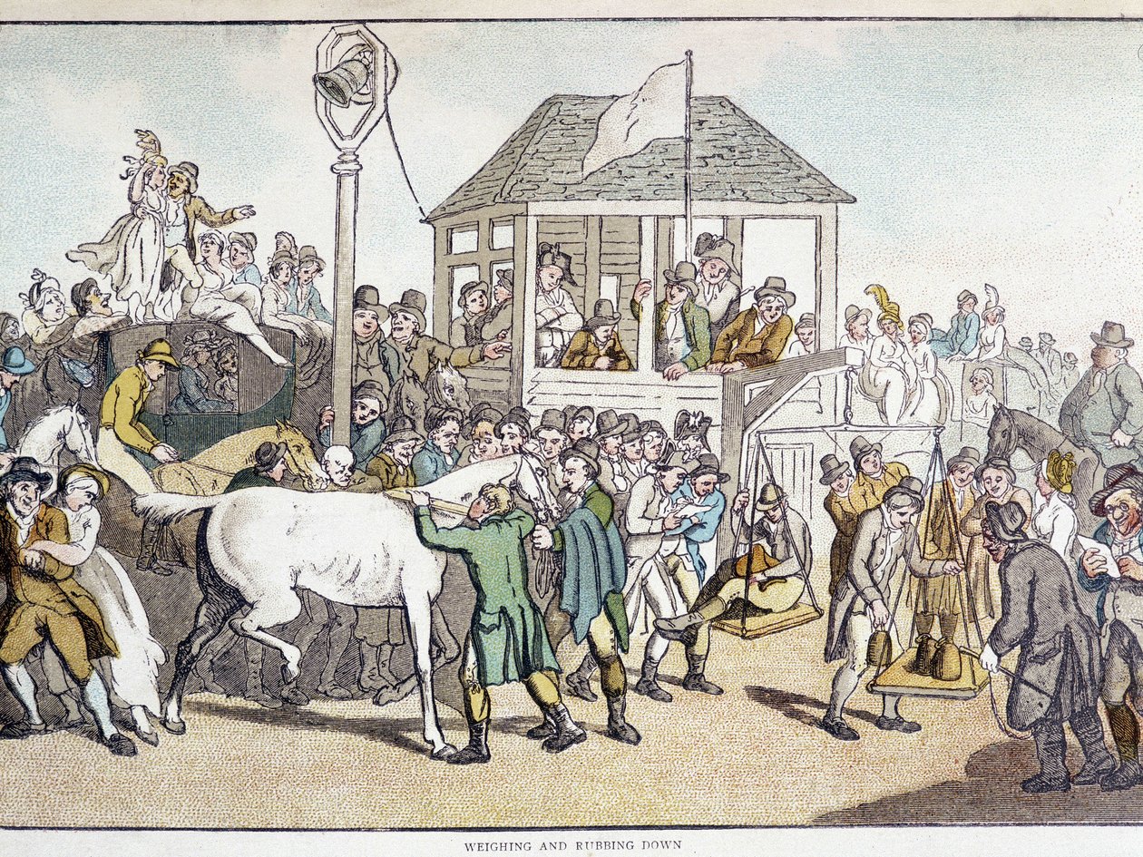 Punnitus ja pesu ennen hevoskilpailua (1800-luvun loppu). tekijältä Unknown artist