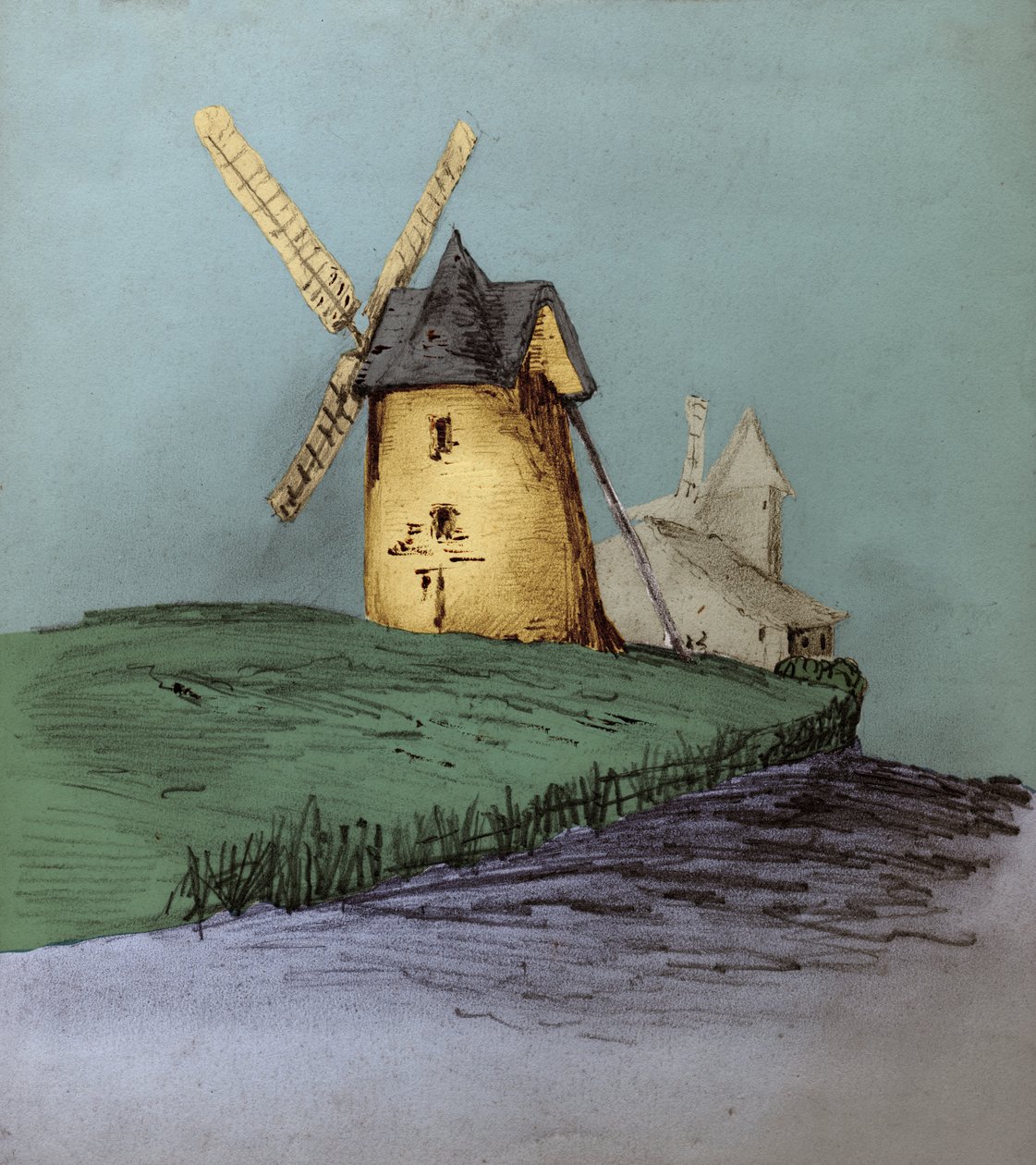 Tuulimyllyt. (piirustus tekijältä Unknown artist