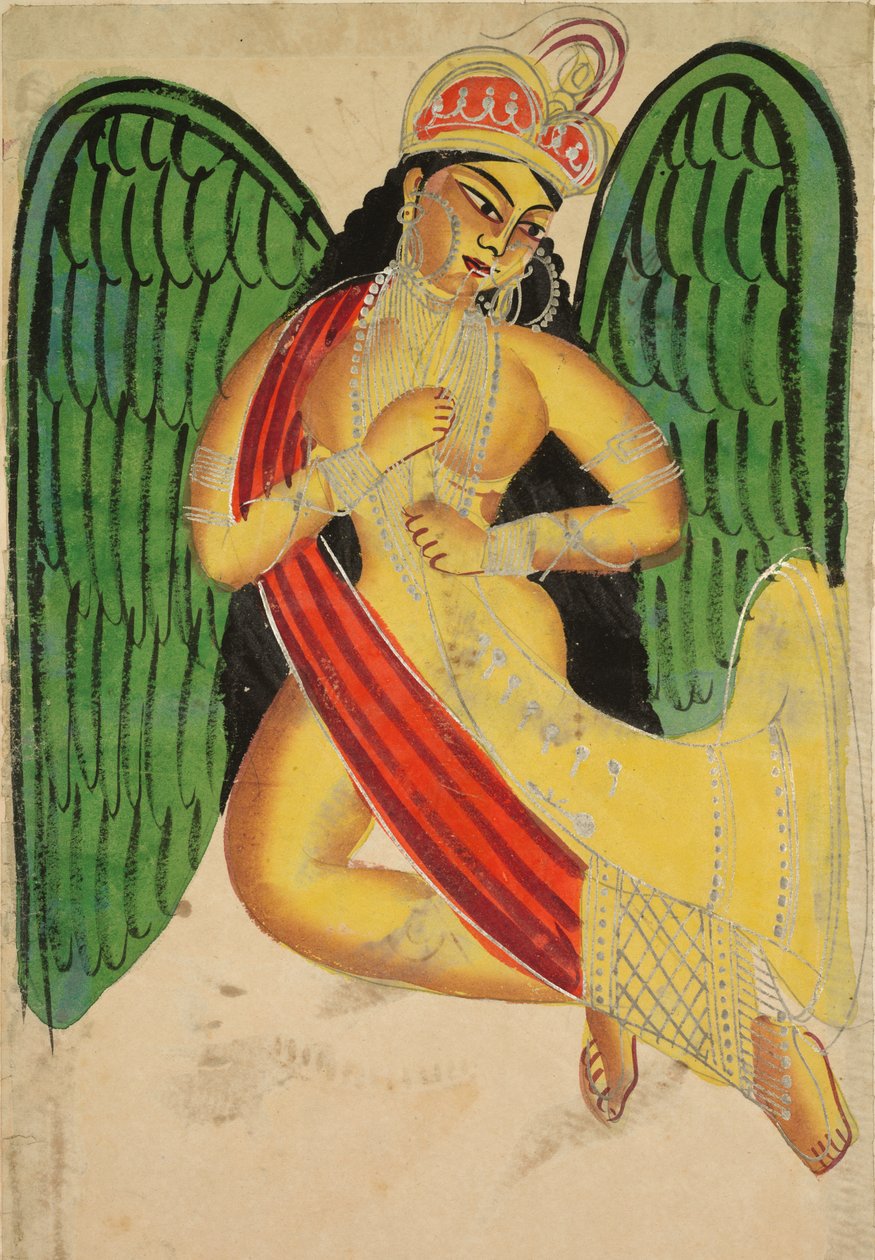 Siivekäs Apsara sarvella (recto) tekijältä Unknown artist