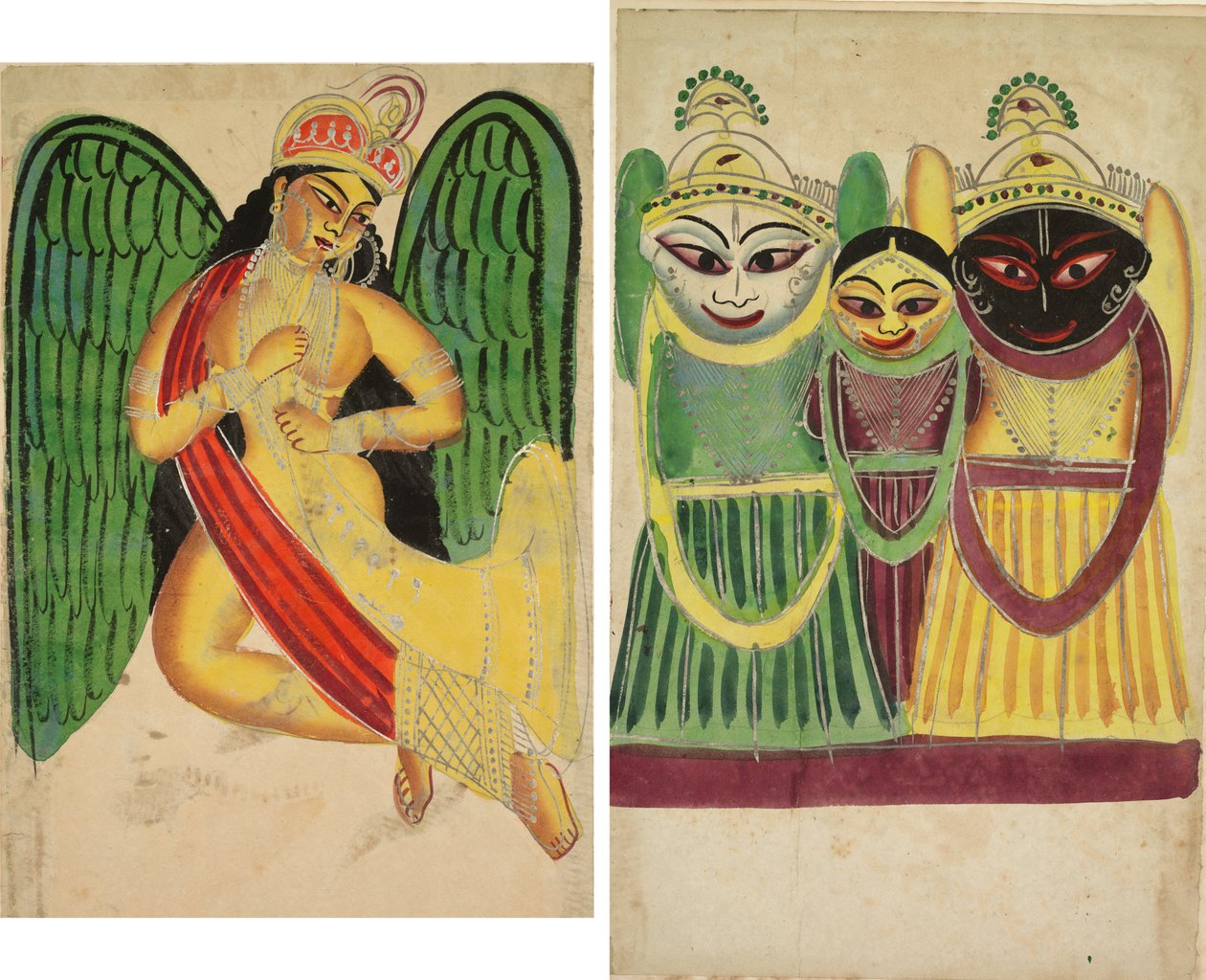 Siivekäs Apsara sarvella (recto); Jagannatha Trio (verso) tekijältä Unknown artist