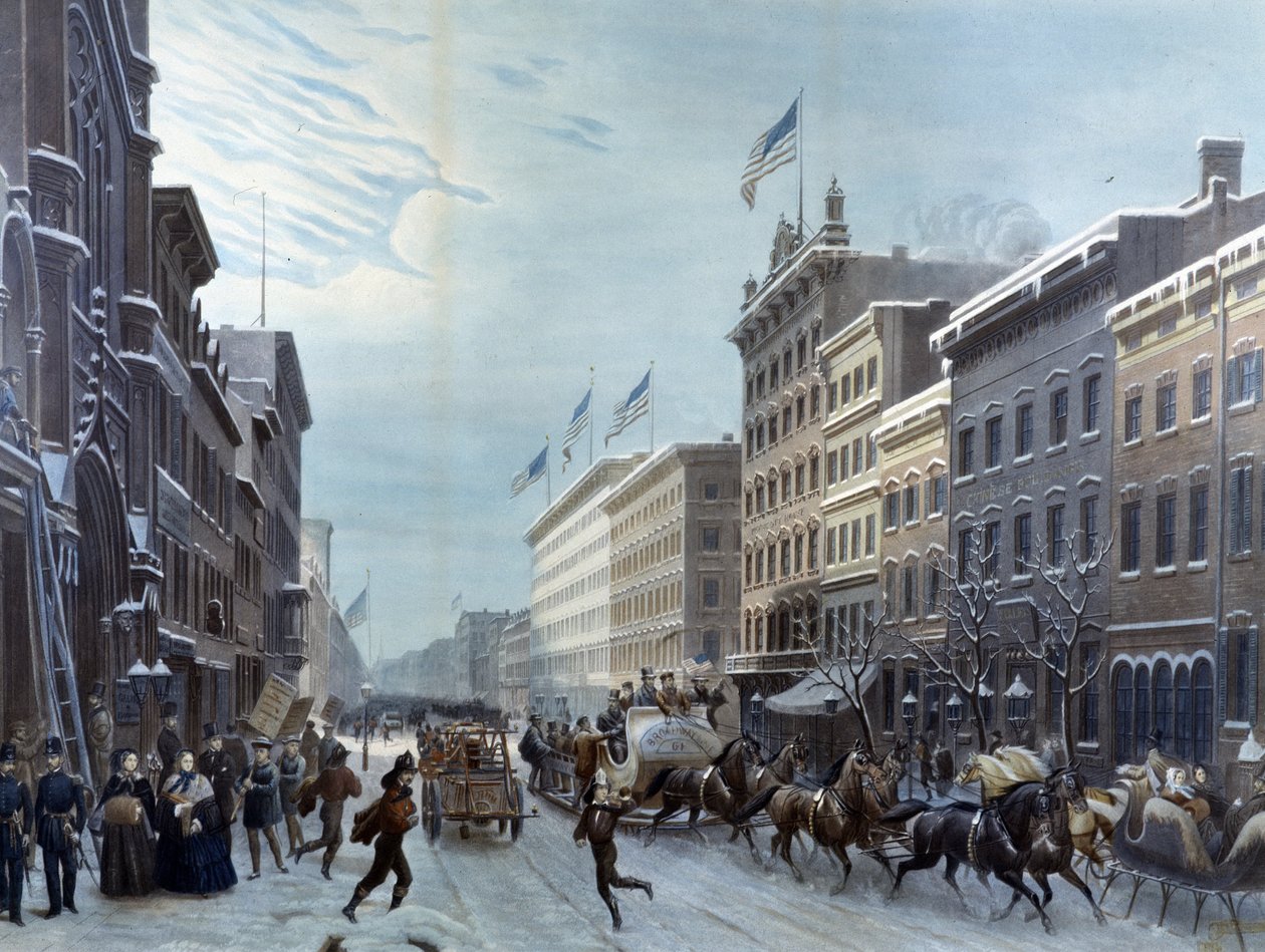 Talvimaisema Broadwaylla, New Yorkissa tekijältä Unknown artist