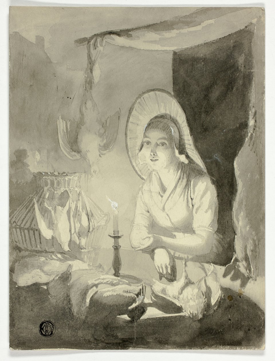 Nainen pukeutuu kanaa tekijältä Unknown artist