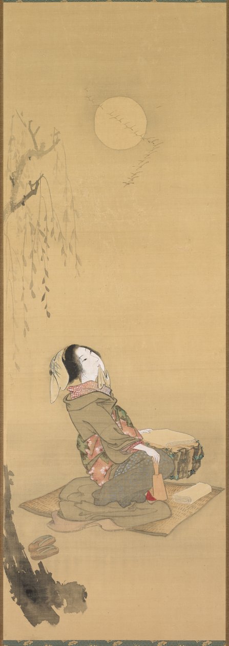 Nainen katselee kuuta tekijältä Unknown artist
