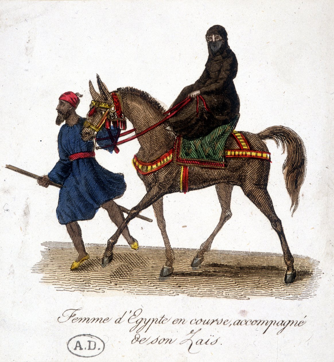 Egyptiläinen nainen juoksemassa, hänen zaïs -kaiverrus, deb. 1800-luvulla tekijältä Unknown artist