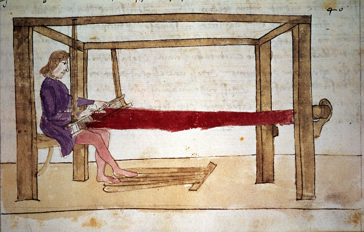Villan kudonta. Miniatyyri 1300-luvun käsikirjoituksesta. Firenze, Nazionale biblioteca tekijältä Unknown artist