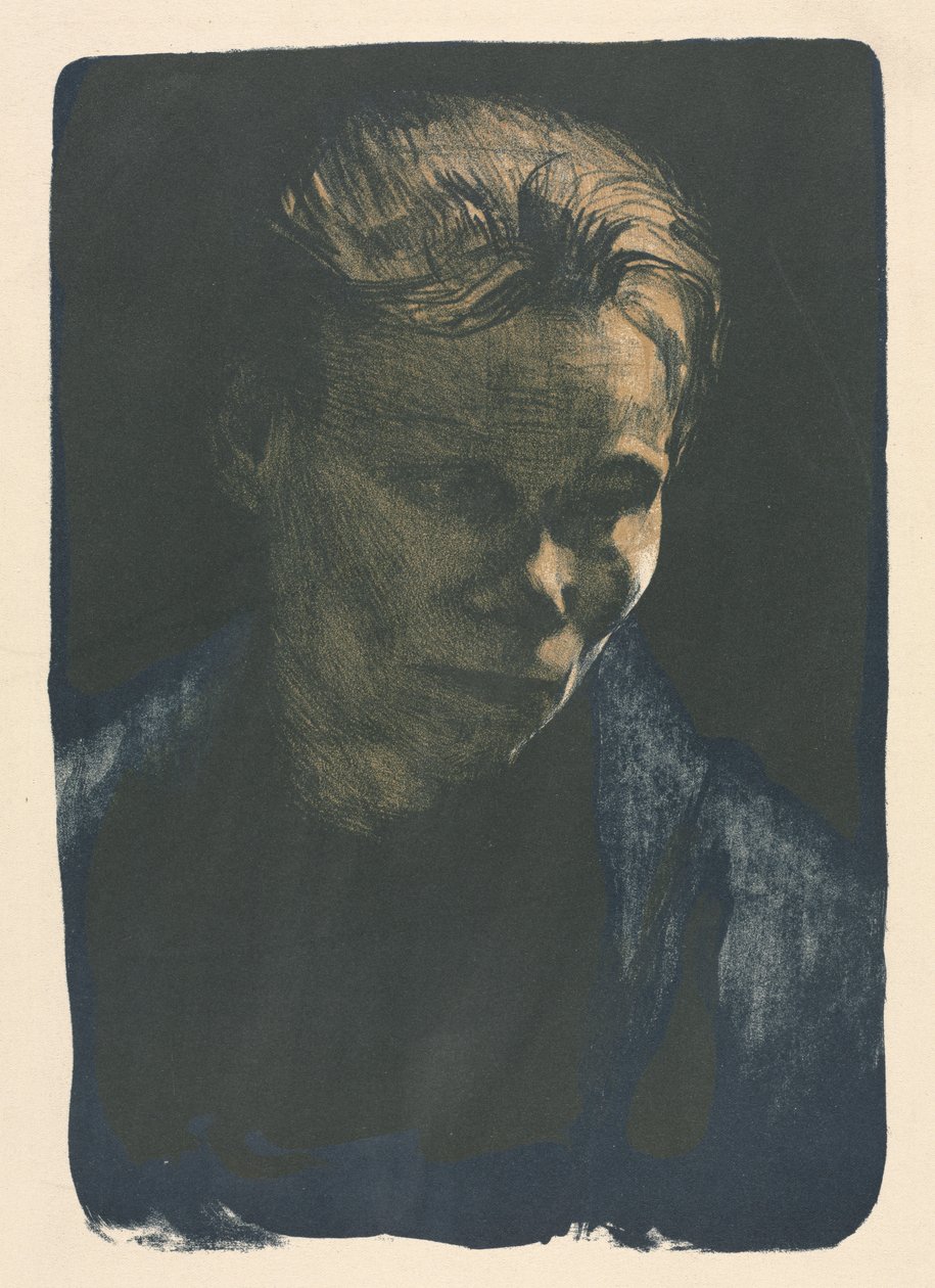 Työskentely nainen sinisellä huivilla tekijältä Unknown artist