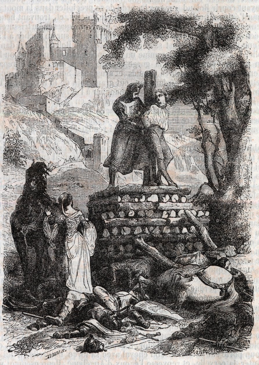Zerbin on the Bucher, Delivre by Roland - kaiverrus vuodelta 1851 kirjasta "" Furious Roland"" tekijältä Unknown artist