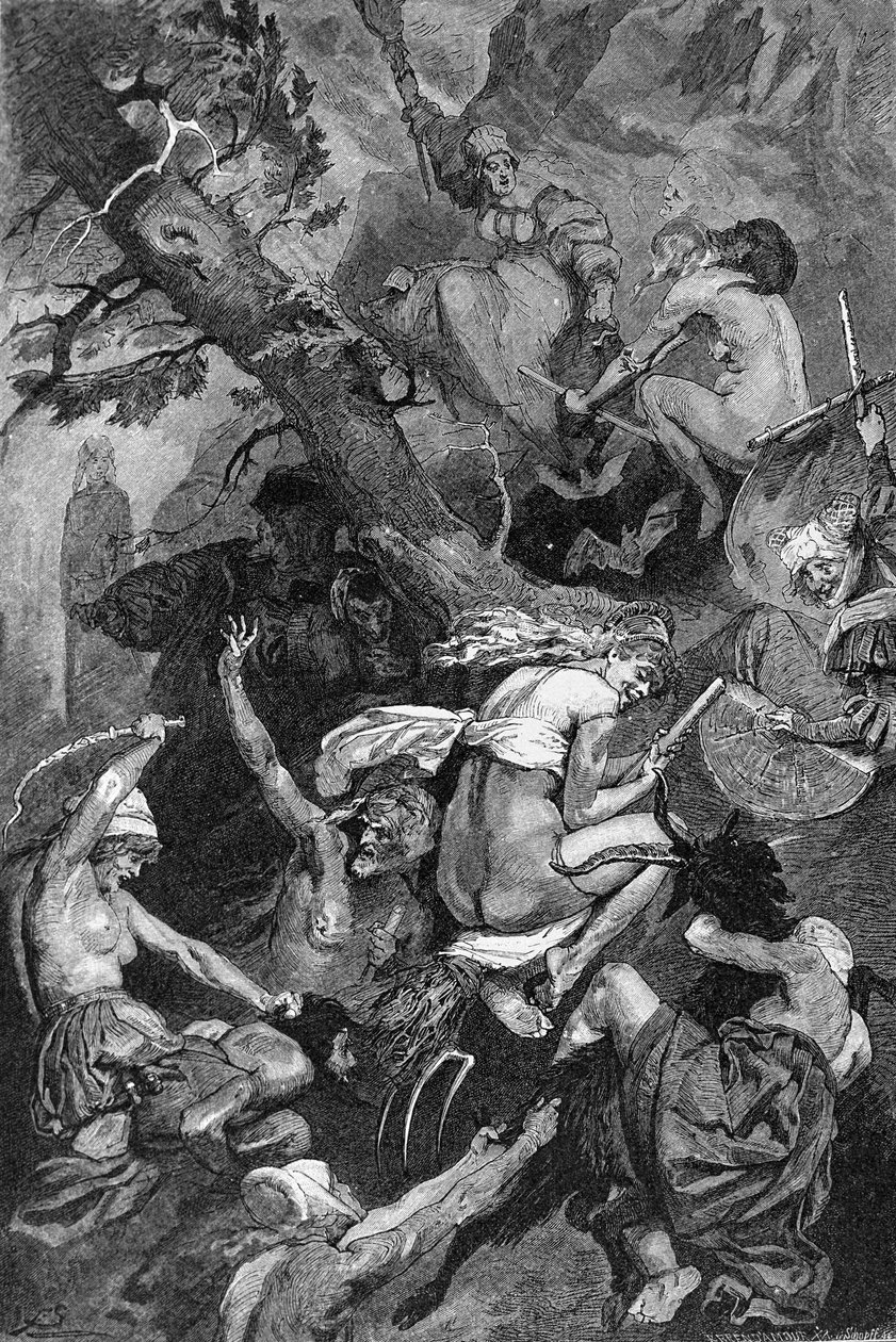 noidat juhlivat Walpurgin yötä sapattina. Kaiverrus 1800-luvulta tekijältä Unknown artist