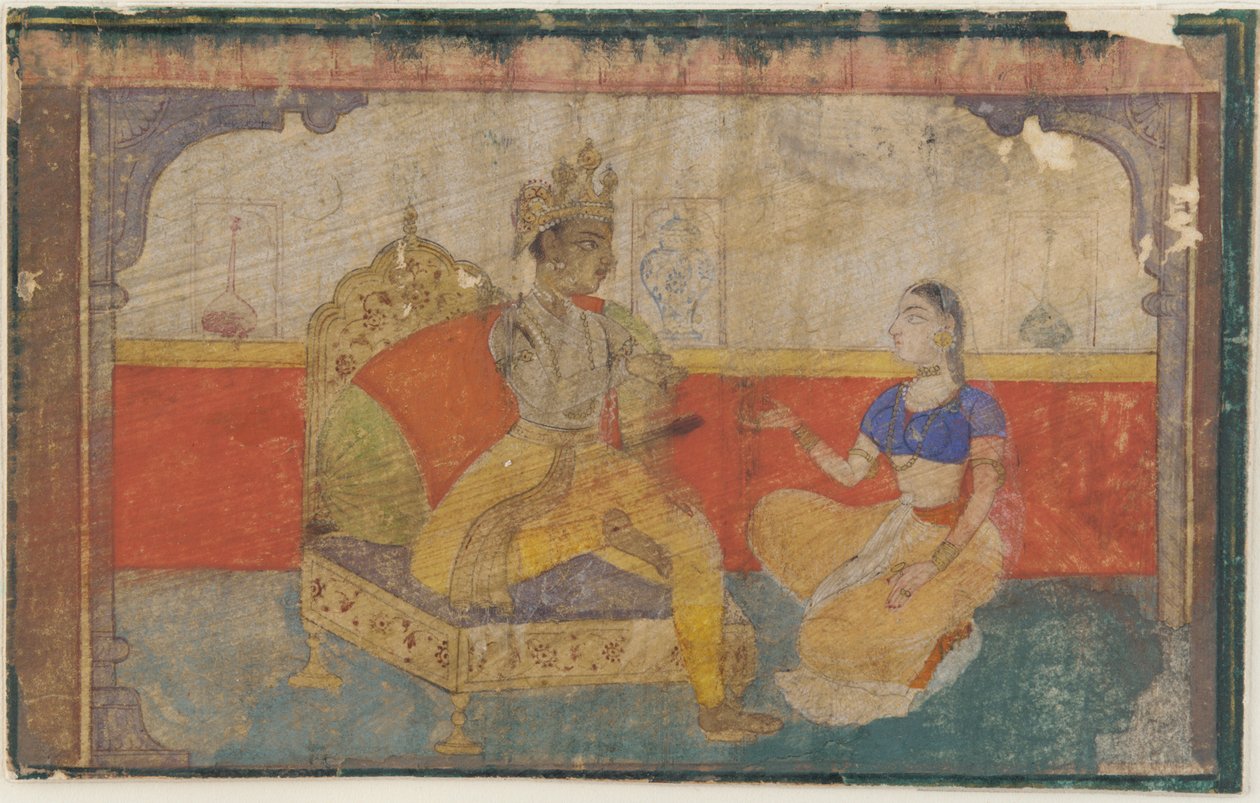 <em>Rakastaja (Krsna) keskustelussa rakkaansa sanansaattajan kanssa</em> <em> Rasikapriyasta </em> tekijältä Unknown artist