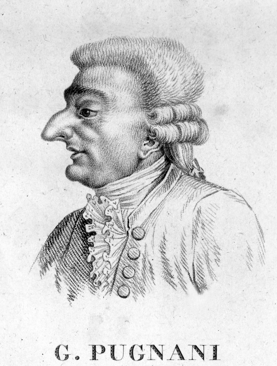 muotokuva Gaetano Pugnanista. Italialainen viulisti ja säveltäjä (s. Torinossa tekijältä Unknown artist