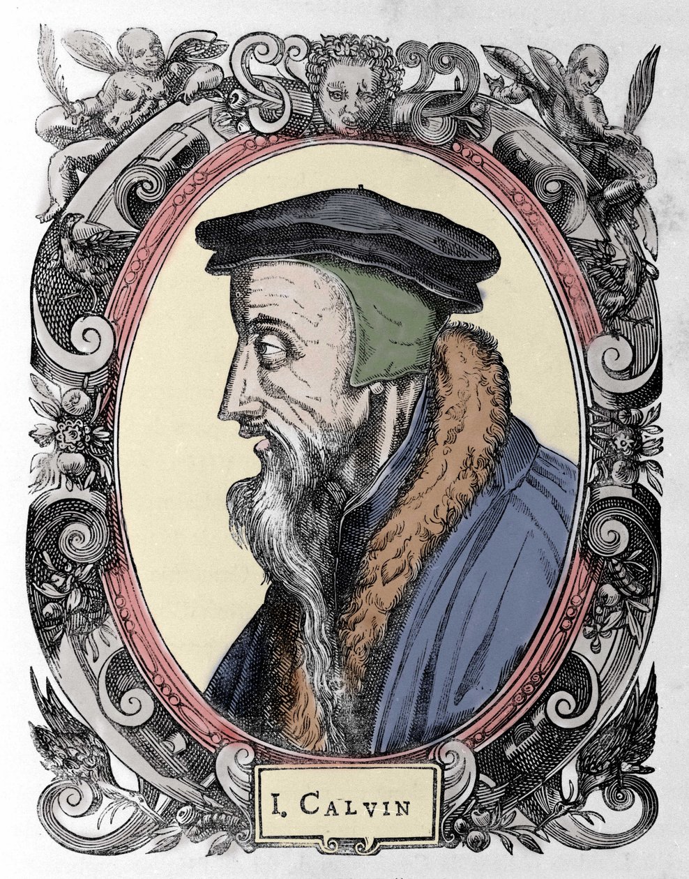 ranskalaisen uskonnonuudistajan ja kirjailijan Jean Calvinin (1509-1564) muotokuva. tekijältä Unknown artist