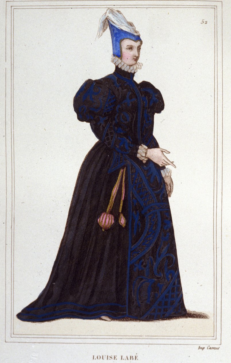 muotokuva Louise Labbésta tai Labésta (ver1524-1566), ranskalaisesta runoilijasta. kaiverrus vuodelta 1830 tekijältä Unknown artist