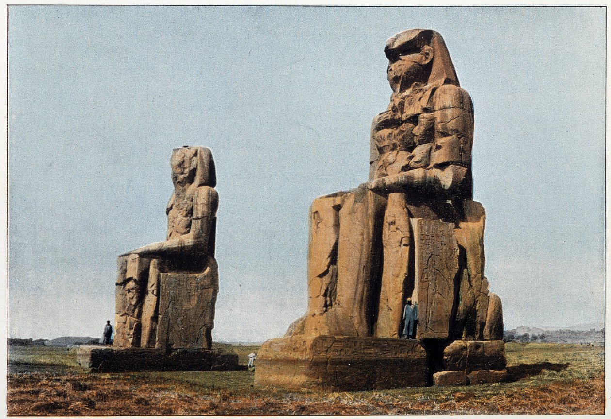 Muinainen Egypti: Memnonin kolossi Thebaan. 1800-luvun loppu. tekijältä Unknown photographer