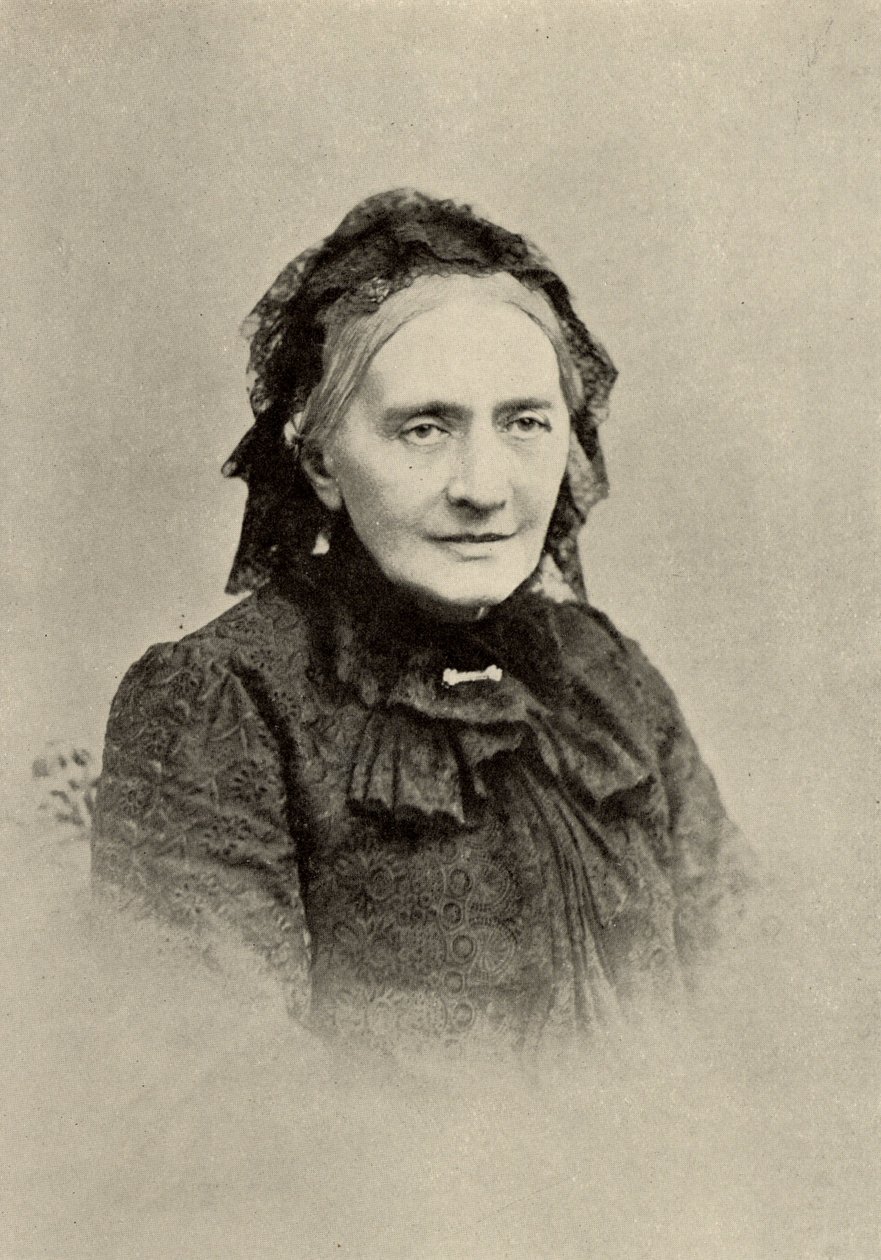 Clara Schumann (syntynyt Clara Wieck - 1819-1896) saksalainen pianisti vanhoilla päivillään (painokuva) tekijältä Unknown photographer