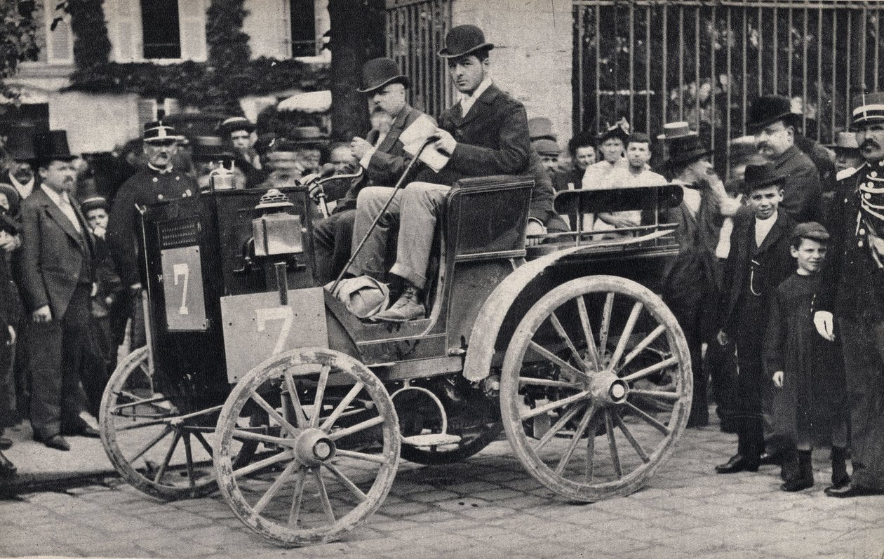 Kilpailijoilla on hevoseton autokilpailu, auto tekijältä Unknown photographer