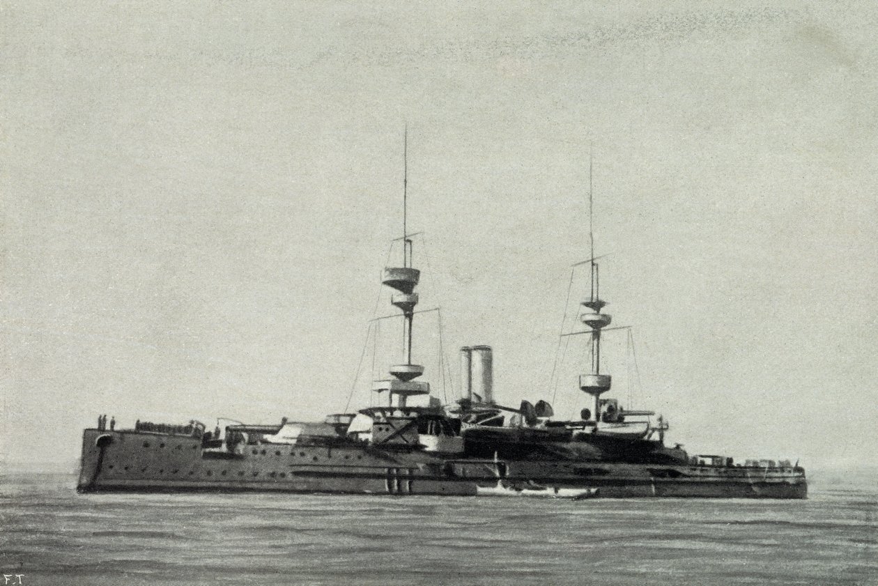 Englantilainen taistelulaiva Ocean, joka upposi Dardanellien taistelussa 18. maaliskuuta. tekijältä Unknown photographer