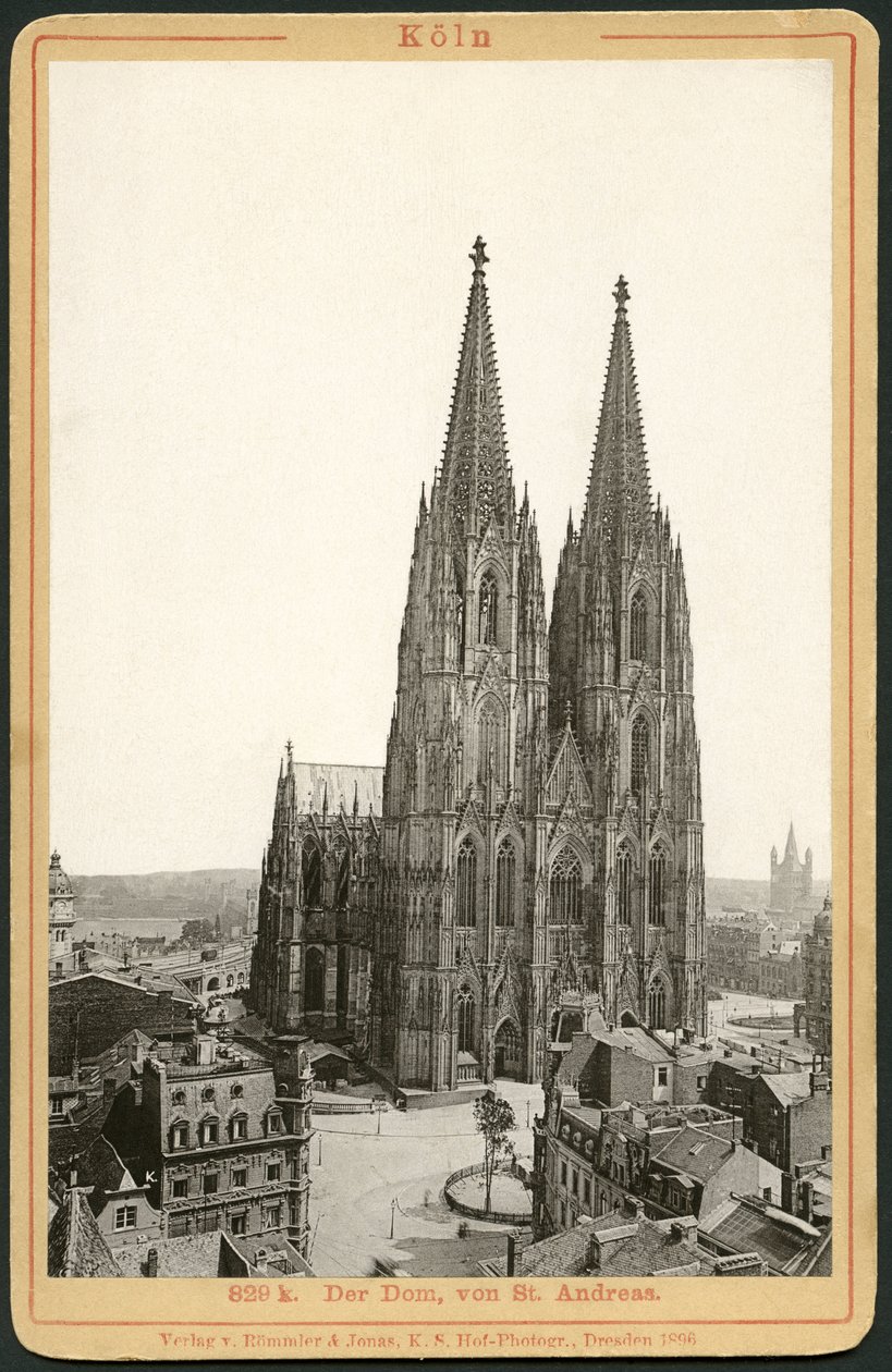 Saksa, Nordrhein-Westfalen, Köln, tuomiokirkko, julkaisija Roemmler ja Jonas, Dresden. tekijältä Unknown photographer