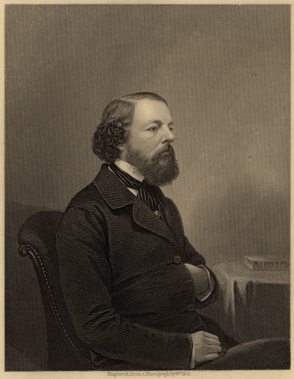 James Sheridan Muspratt (1821-1871), Liverpoolin kemian korkeakoulun perustaja (1848) ja teoksen "Chemistry" (1860) kirjoittaja, noin 1860 (kaiverrus) (Lontoo noin 1860). Kaiverrus. " tekijältä Unknown photographer