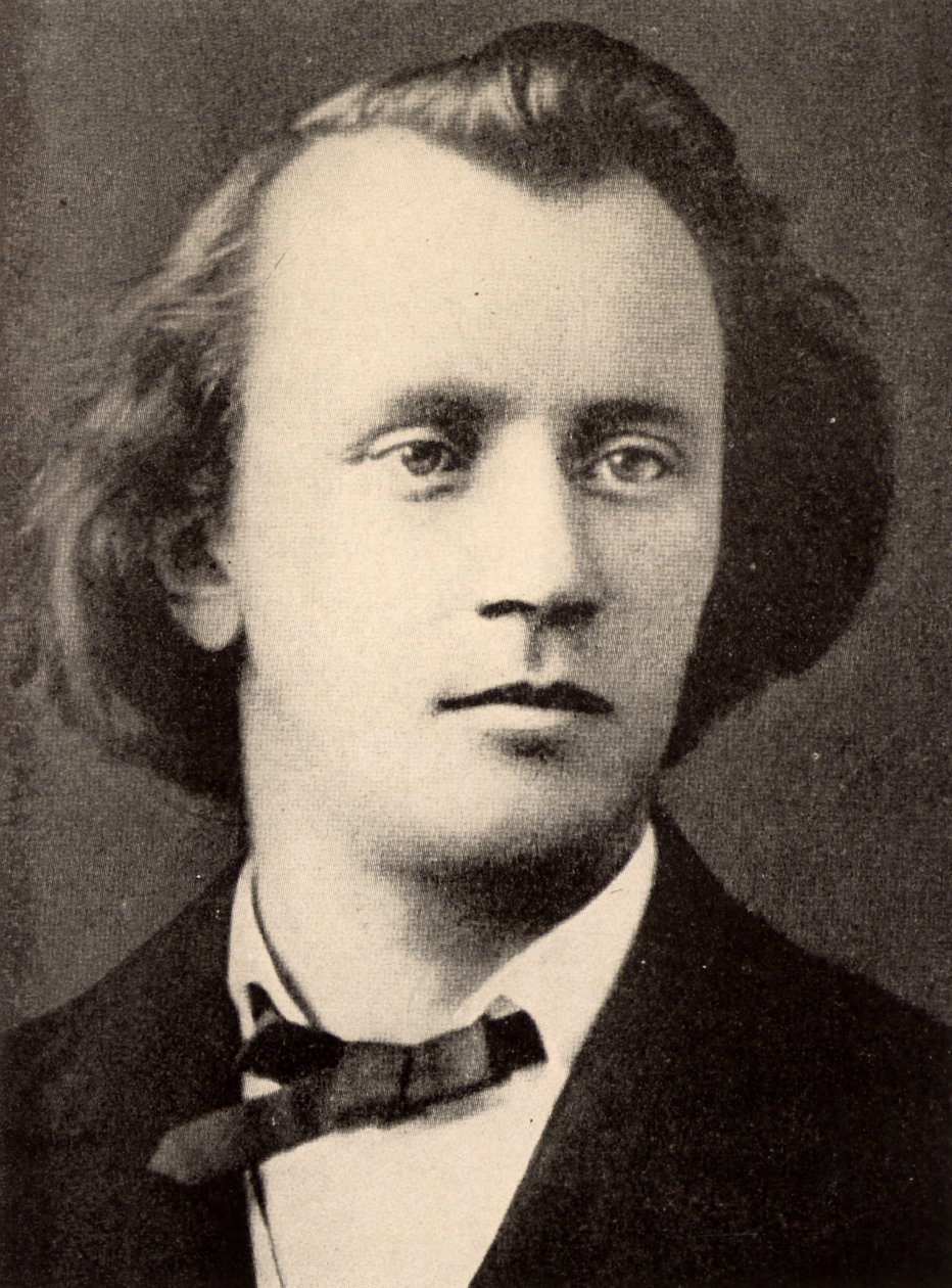 Johannes Brahms (1833-1897) saksalainen säveltäjä, puolikuva vuonna 1866 (vedos). tekijältä Unknown photographer