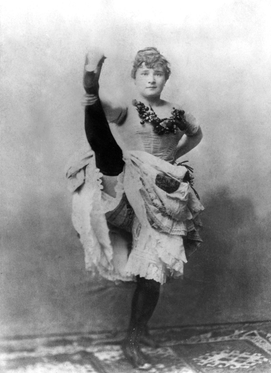 Louise Weber (1870-1929) eli La Goulue, ranskalainen cancanin tanssija Folies Bergeresissä Pariisissa ja ToulouseLautrecin malli tekijältä Unknown photographer