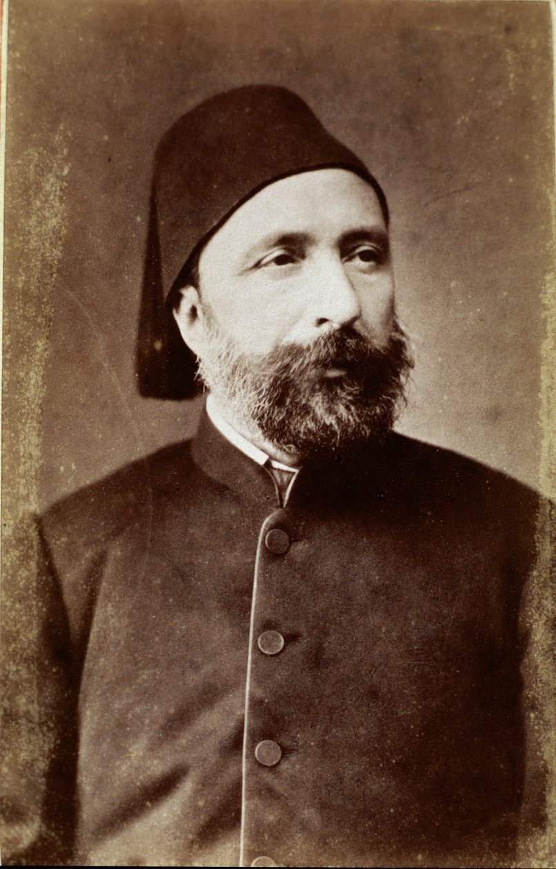 Ottomaanien valtakunta: "" Muotokuva Ahmet Mithat Pashasta (tai Ahmed Midhat pashasta) (1822-1883) valtiomies Turkin uudistaja"" Valokuvaus Ankara, Turkin historiallinen seura. Turkki tekijältä Unknown photographer