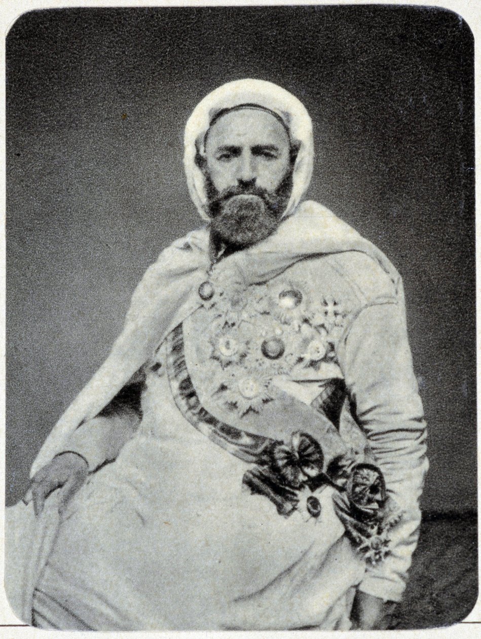 Muotokuva Abd-el-Kaderista (Abd El-Kader) vuonna 1875 - valokuva. tekijältä Unknown photographer