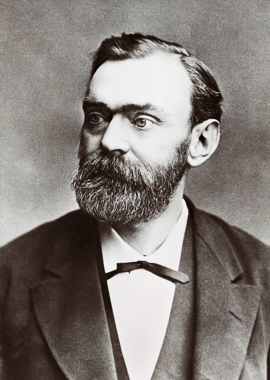 Alfred Berhard Nobelin (1833-1896), ruotsalaisen kemistin muotokuva. Valokuva tekijältä Unknown photographer