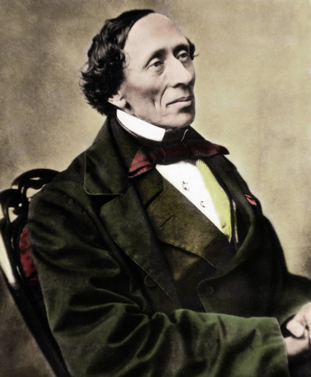 Tanskalaisen kirjailijan ja runoilijan Hans Christian Andersenin (1805-1875) muotokuva. Valokuva 1860-luvulta. tekijältä Unknown photographer