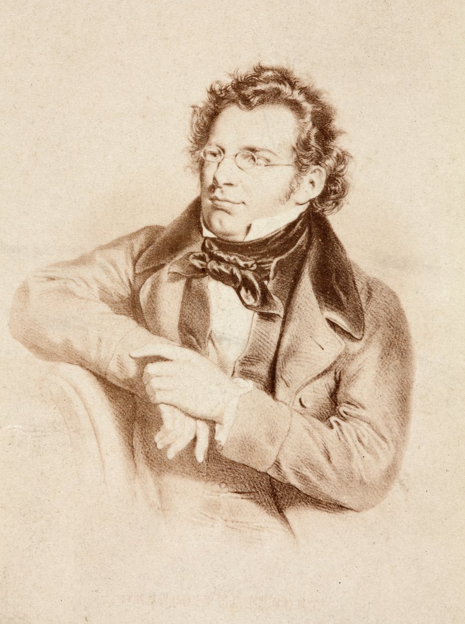 Franz Schubertin muotokuva, noin 1860-luku (painettu) tekijältä Unknown photographer