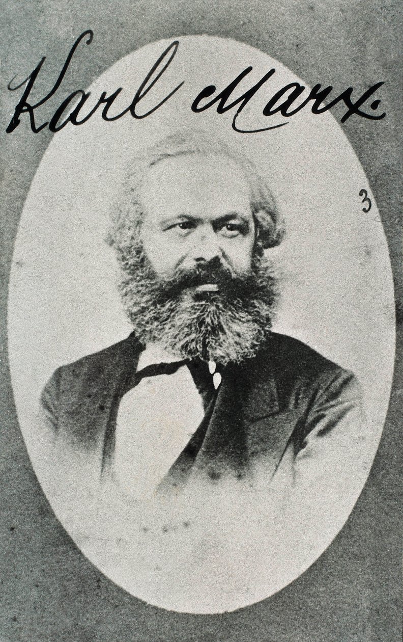 Muotokuva saksalaisesta filosofista ja taloustieteilijästä Karl Marxista (1818-1883). Valokuva. Montreuil. Elävän historian museo. tekijältä Unknown photographer