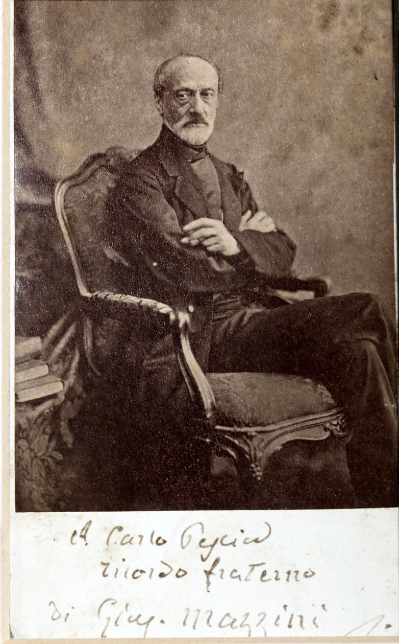 Giuseppe Mazzinin muotokuva nimikirjoituksella (m/w kuva) tekijältä Unknown photographer