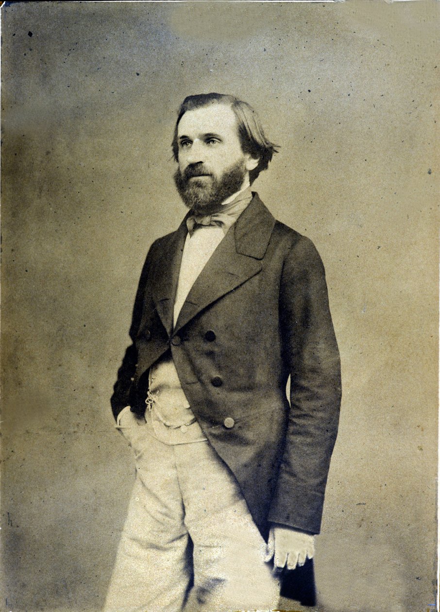 Giuseppe Verdin muotokuva noin vuodelta 1845 Museo della Scala de Milan tekijältä Unknown photographer