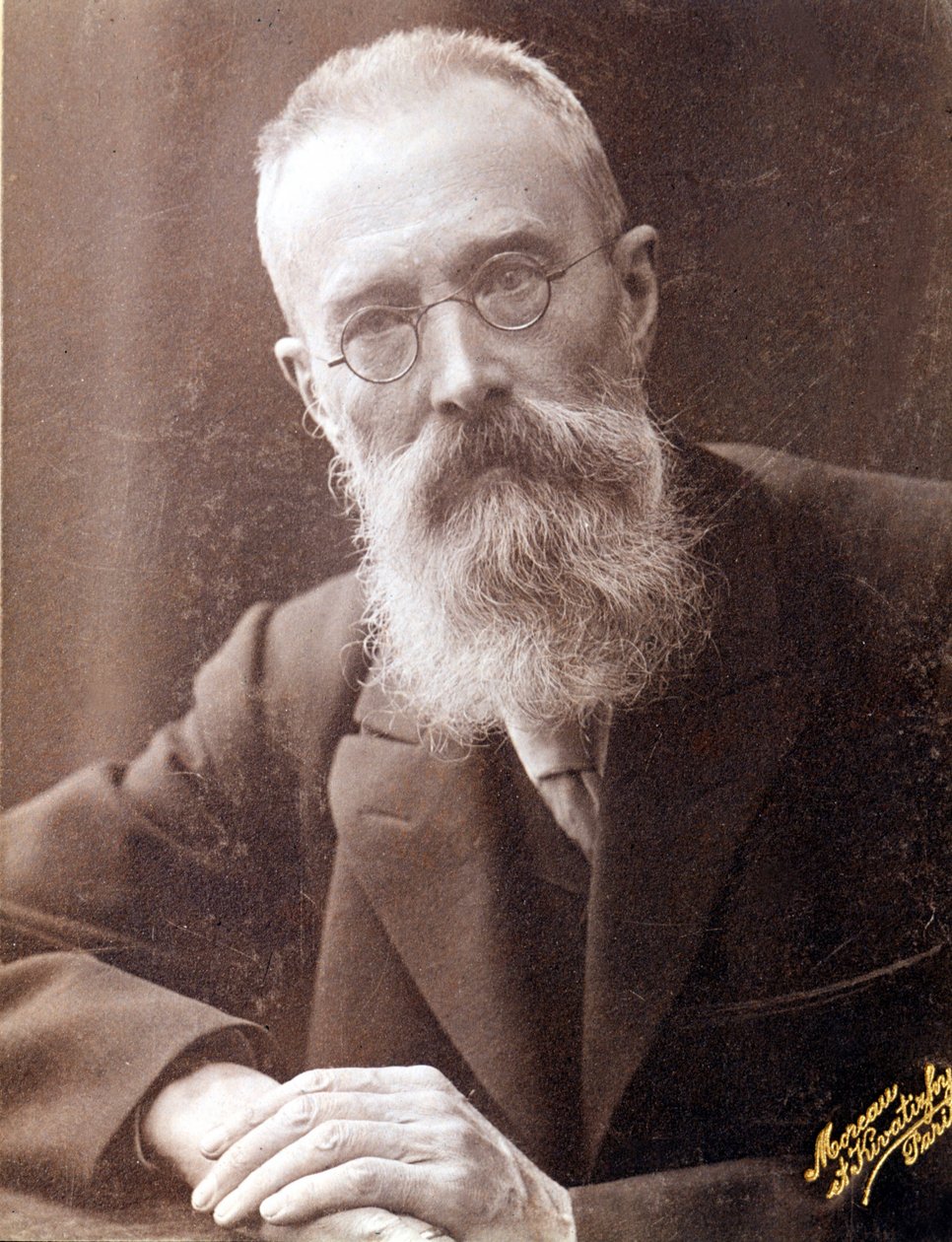 Nicholas (Nikolai) Rimski Korsakovin (Rimski-Korsakov) (1844-1908), venäläisen säveltäjän muotokuva. 1800-luvun valokuva. tekijältä Unknown photographer