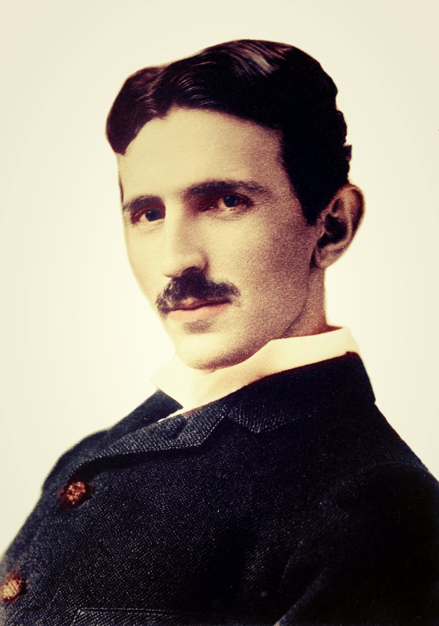 Muotokuva Nikola Teslasta (1856-1943) (Nikolaj) - kroatialaissyntyinen serbiinsinööri, fyysikko ja keksijä tekijältä Unknown photographer