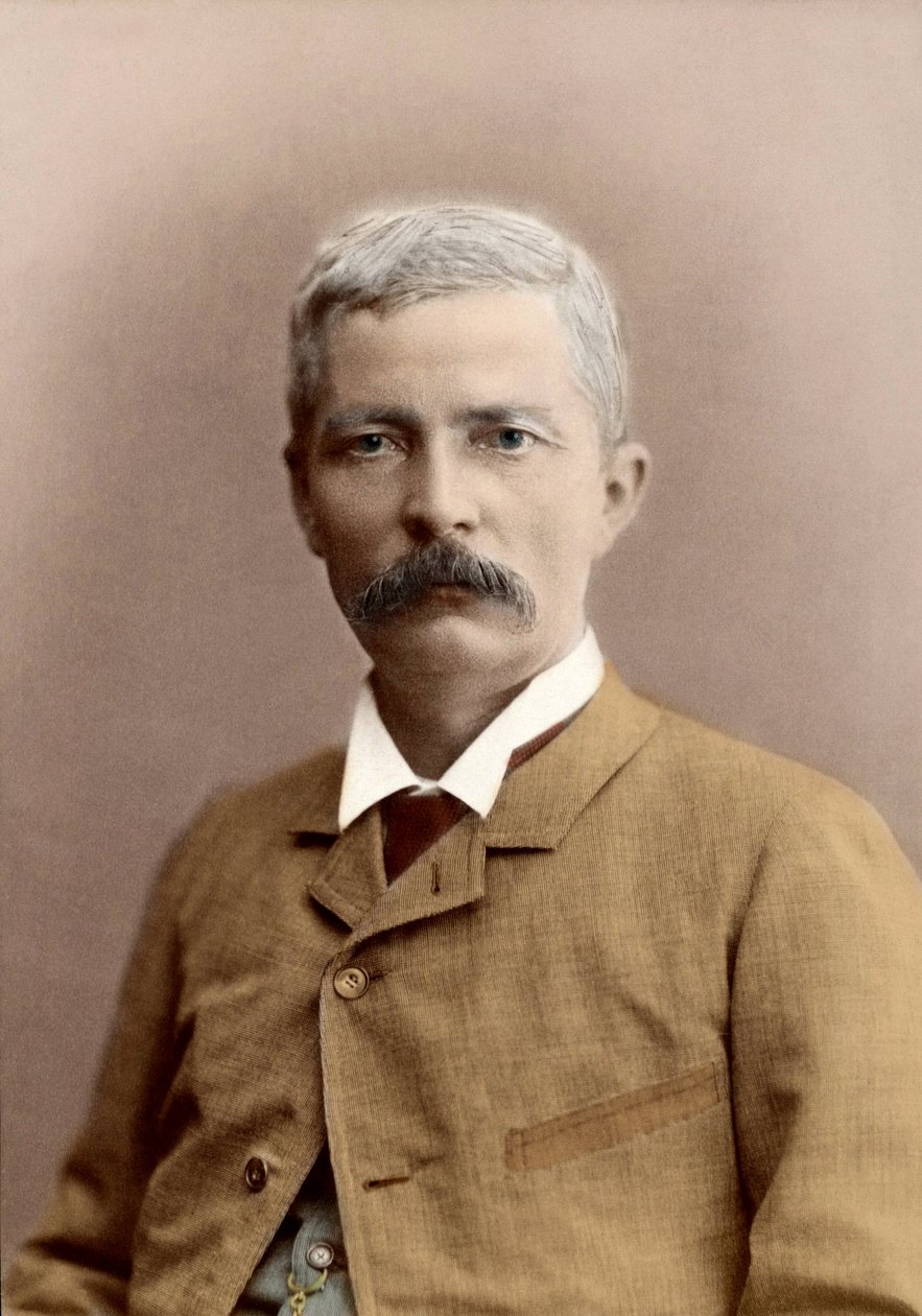 Muotokuva Sir Henry Morton Stanleysta (s. John Rowlands) (1841-1904), walesilainen toimittaja ja tutkimusmatkailija. myöhempää väritystä tekijältä Unknown photographer