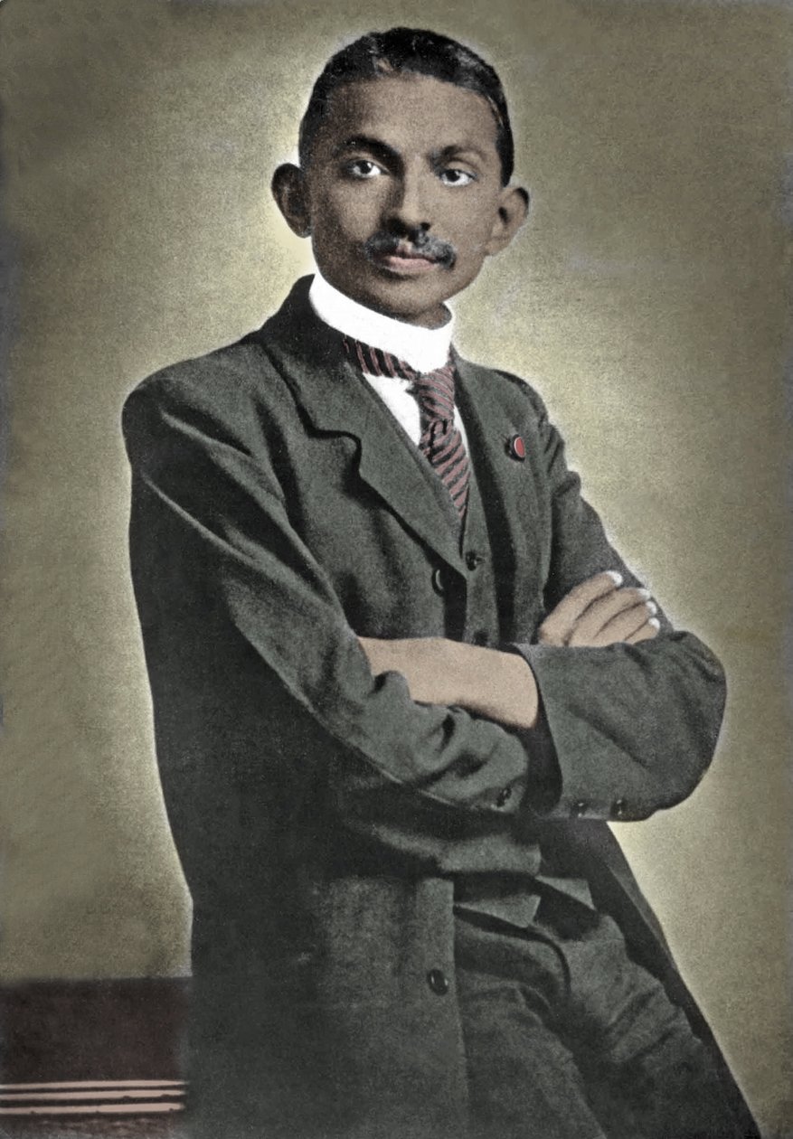 Muotokuva poliittisesta johtajasta Mohandas Karamchand Gandhista (1869-1948), joka tunnetaan nimellä Mahatma, Intian poliittinen ja henkinen johtaja tekijältä Unknown photographer